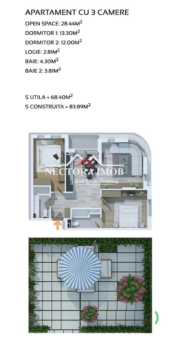 NECTORA IMOB-Apartament LUX 3 cam,2 bai, Terasa mare, West Residence - Poză 14