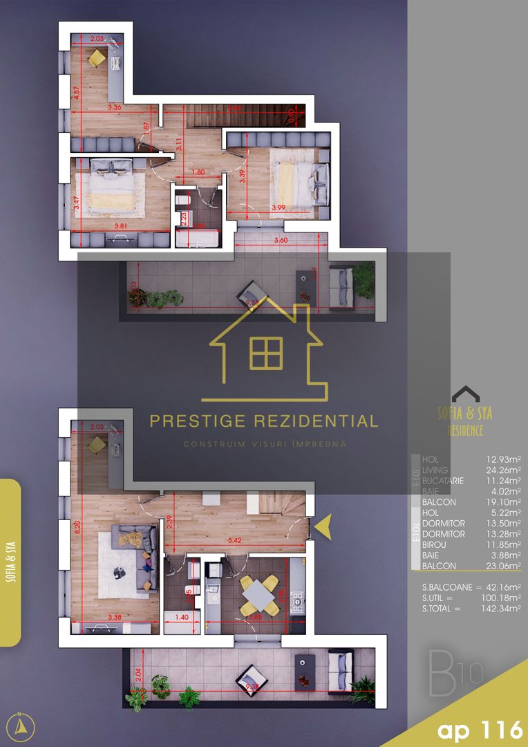 Ap 4 camere cu TERASA ,BONUS Parcare, Metrou N Teclu,Pallady - Poză 3