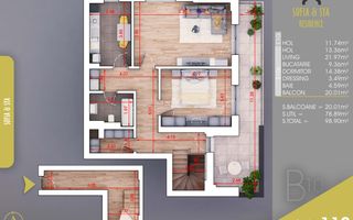 Duplex 2 camere Parcare Bonus-Titan-Pallady- 10 min Metrou Nicolae Teclu - Schiță 7