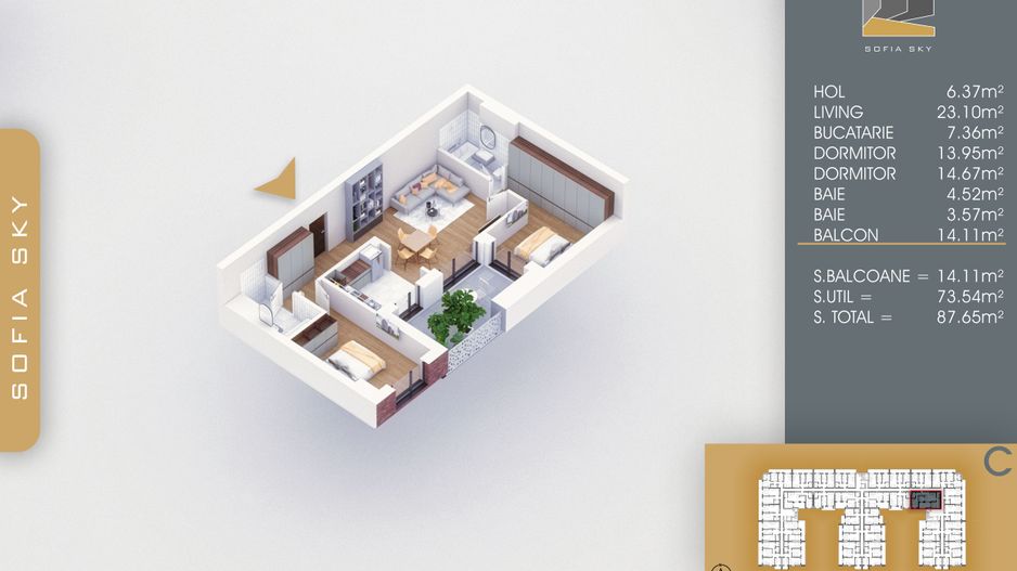 Apartament 3 camere Titan Pallady pozitie excelenta vs Metrou Nicolae Teclu - Schiță 1