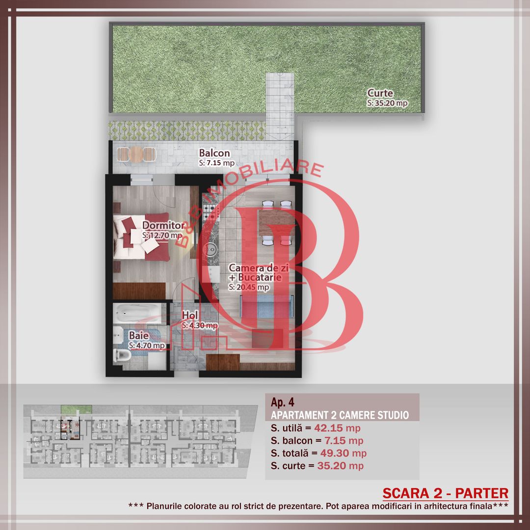 2 camere cu gradina -oferta lansare proiect Pallady - Schiță 1