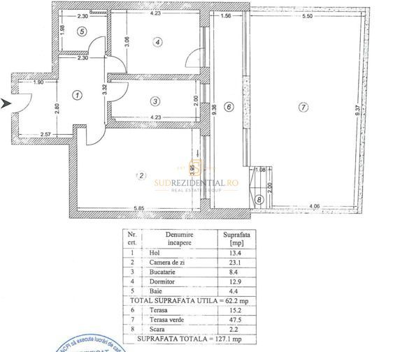 Apartament in bloc nou, 2 camere, terasa + curte - Eorii Revolutiei - Schiță 7