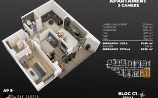 3cam,2bai, dec.(living deschis cu buc), la 3min de metrou Berceni - Poză 1