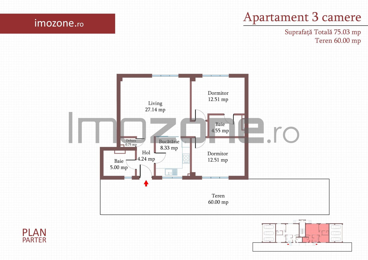 3 camere, CURTE 67 mp si 2 PARCARI proprii, 75 MP, FINISAT MODERN,  COMISION 0% - Poză 11