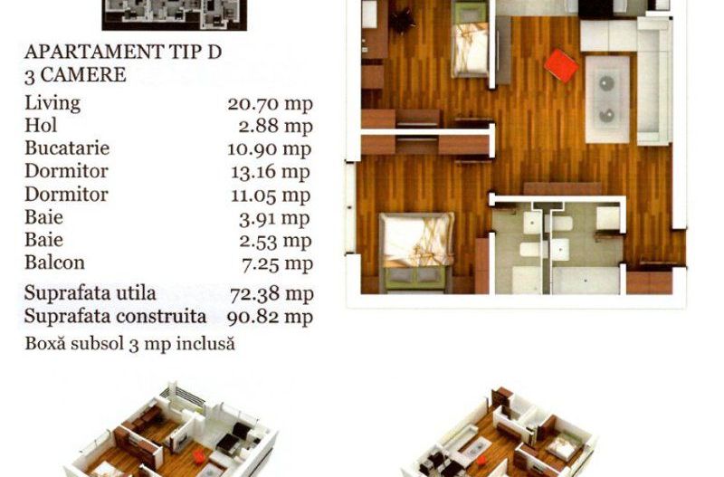 Apartament cu 3 camere de inchiriat in Olimpic, Bd Garii - Schiță 20