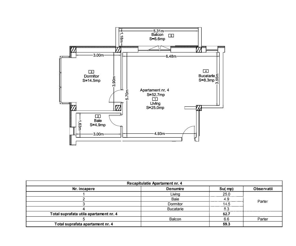 Apartament 2 Camere | Bloc Nou | Langa Padure | Terra, Floresti - Schiță 4