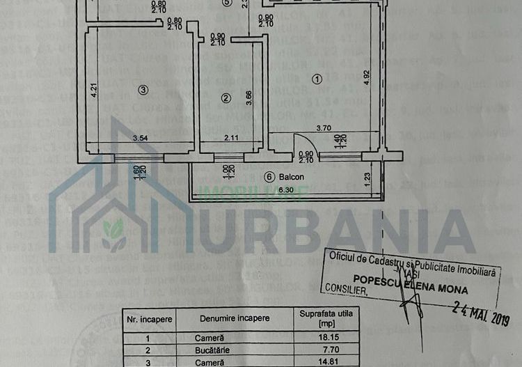 Apartament cu 2 camere, 59,93 mp, etaj 1, loc de parcare, Hlincea, Iași - Poză 1