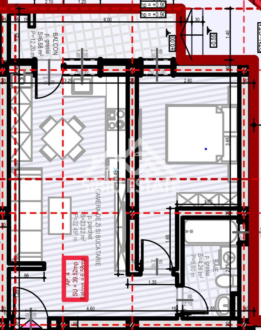 Apartament modern 2 camere, pod amenajabil, balcon,  parcare inclusa - Schiță 8