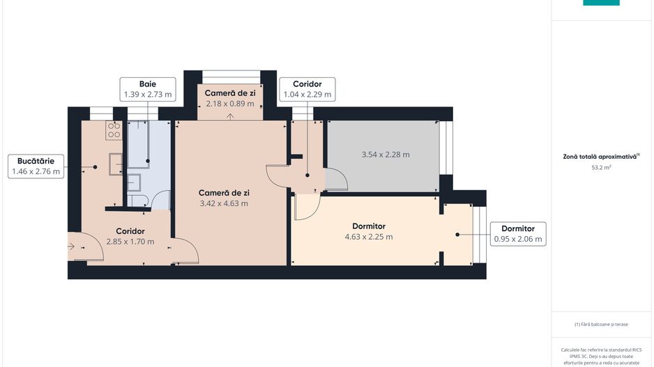Apartament cu 3 camere,  2 balcoane Calea Șagului - Poză 8