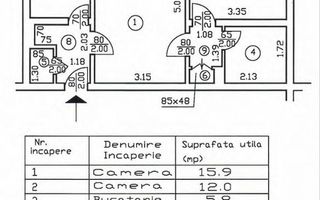 Apartament 2 Camere Complet Renovat | Ștefan cel Mare – Parcul Circului - Schiță 7