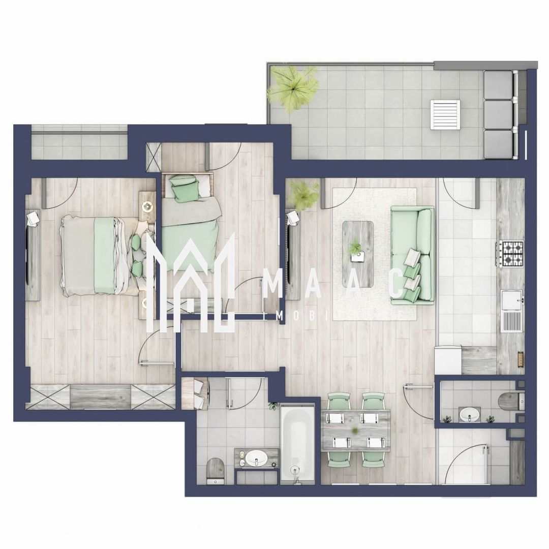 Apartament 3 camere | Balcoane 10.6 mp | Etaj 2 | Turnisor - Poză 5