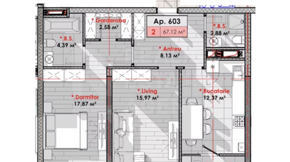 Vânzare apartament, 2 camere în complexul Lagmar Solaris - Schiță 5