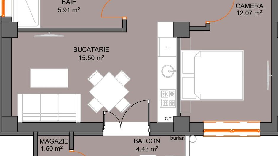 Apartament cu 2 camere si avans doar 5% - zona Doamna Stanca - Sibiu - Schiță 3