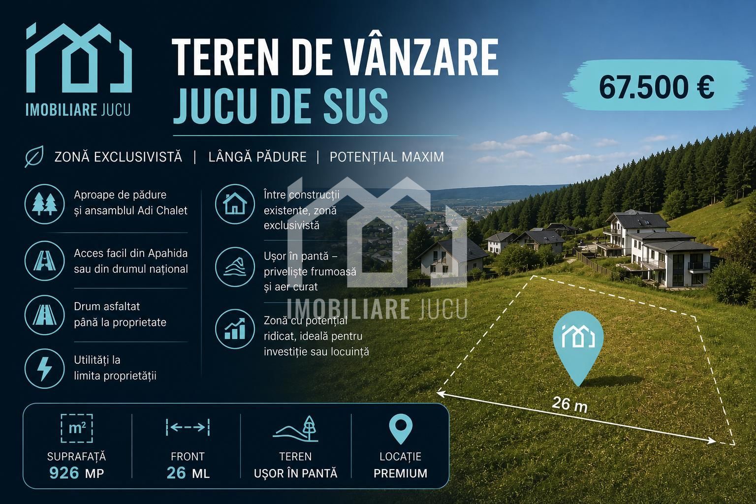 Teren Premium 926 mp în Jucu de Sus | Zonă Exclusivistă lângă Pădure - Poză 1