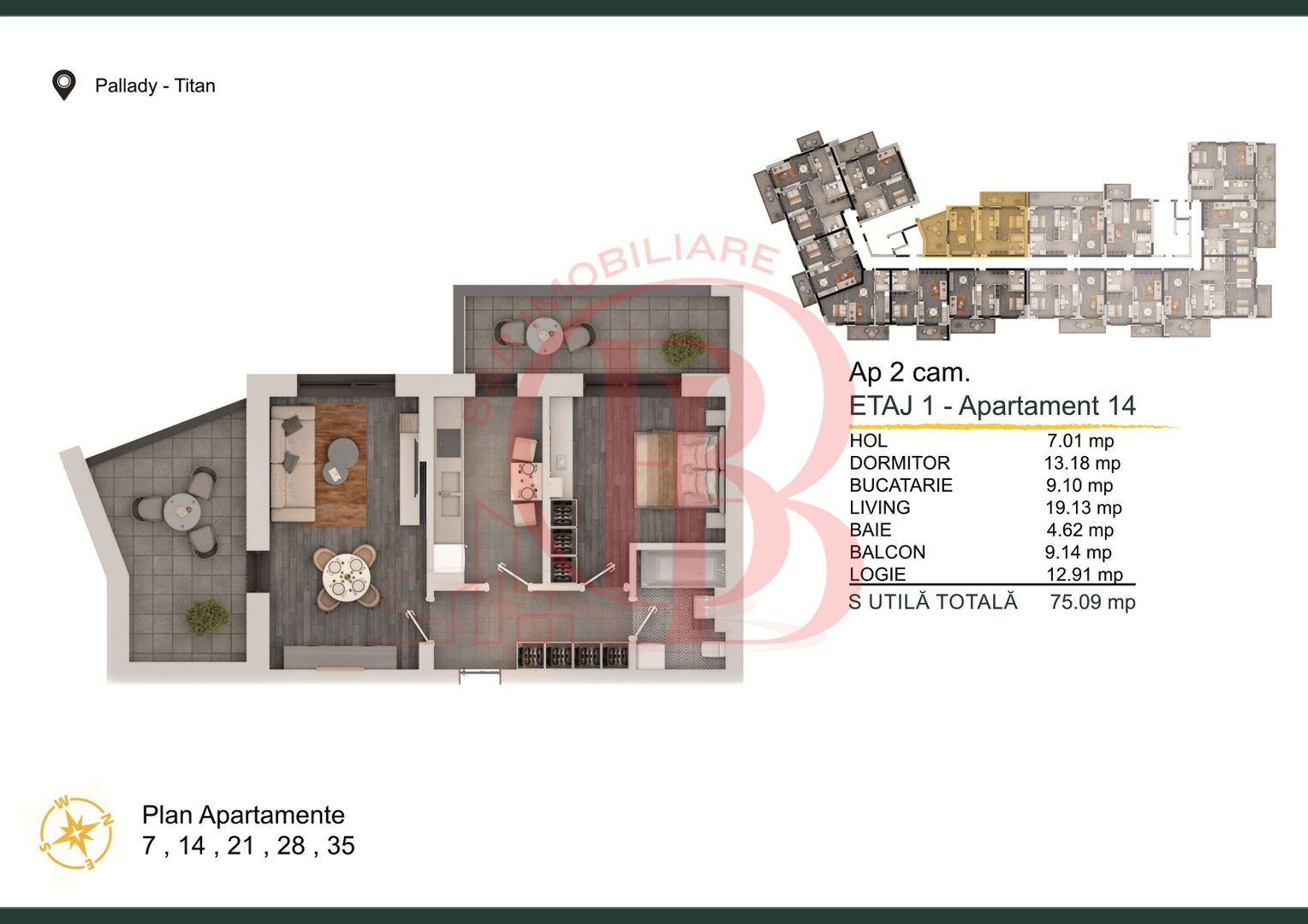 Th. Pallady-Apartament 2 camere cu Loc de parcare Gratuit - Schiță 3