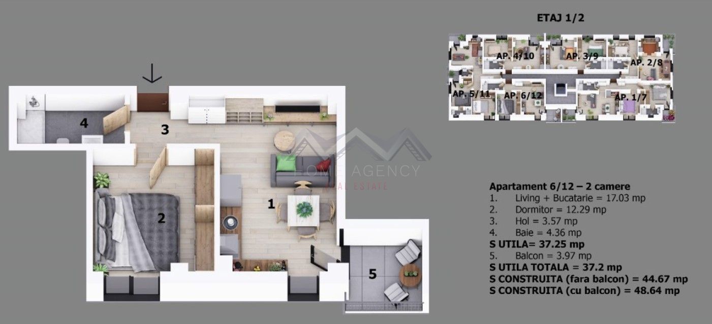 Apartament 2 camere Otopeni central | bloc cu lift | include parcare - Schiță 11