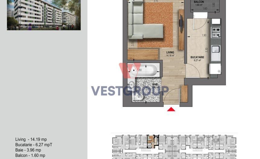Garsoniera Decomandata Weiner 14 Residence Direct Dezvoltator - Poză 14