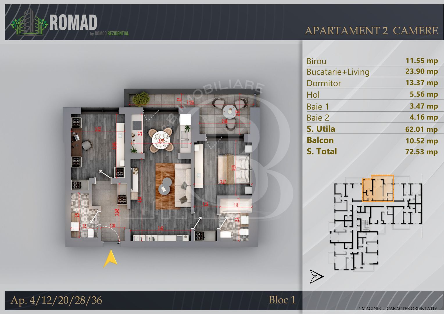 Apartament 3 camere Proiect Premium Independent Energetic - Schiță 1