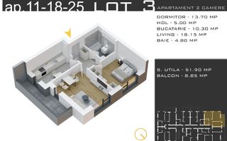 Ap 2 Camere cu Parcare GRATUITĂ la Avans de 90% – Pallady - Poză 2