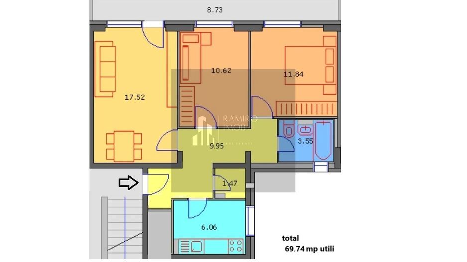 Ap 3 camere 70m -decomandat -etaj 2 -centrala -STB Vadul Nou /Sector 5 - Poză 3