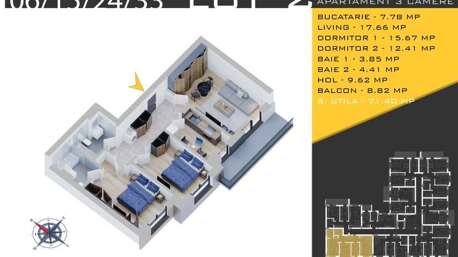 3 camere Parcare Bonus Titan Pallady Pret Promo de Lansare - Schiță 11