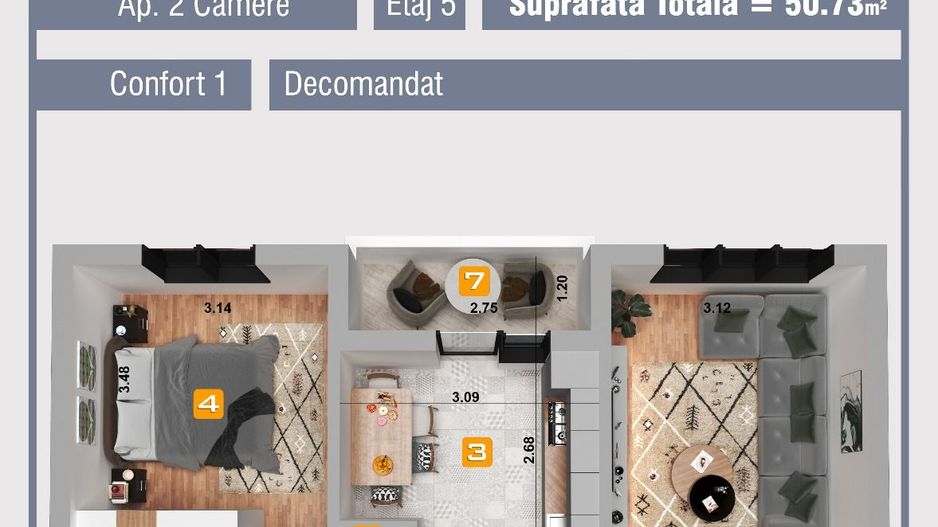 Apartament 2 camere, 7 min metrou Piata Sudului, Zona Frumusani - Poză 9