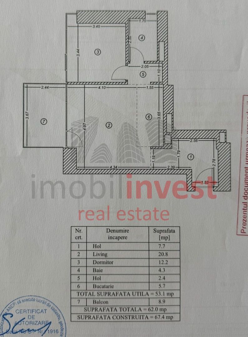 Apartament 2 camere de vanzare One Verdi vedere Park. - Schiță 11