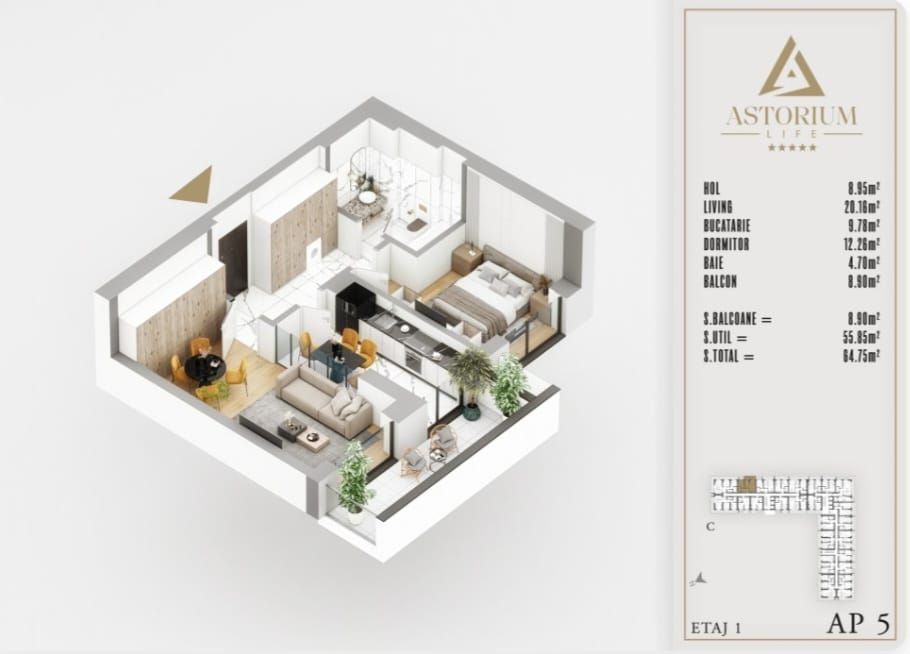 AP. 2CAM. DECOMANDAT - ETAJ 1,POZITIONAT PE EST / ASTORIUM LIFE! - Poză 2