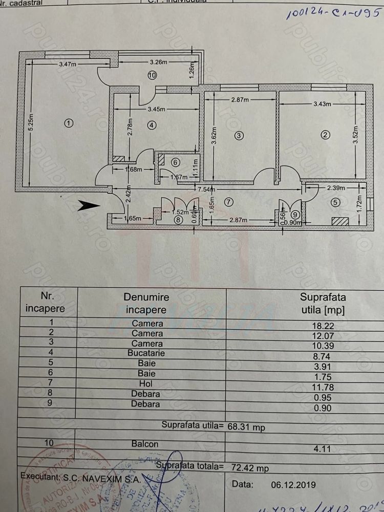 Apartament 3 camere dec. ,Galati, la PS-uri, Casa Roșie etaj 2, 68 mp. - Poză 13