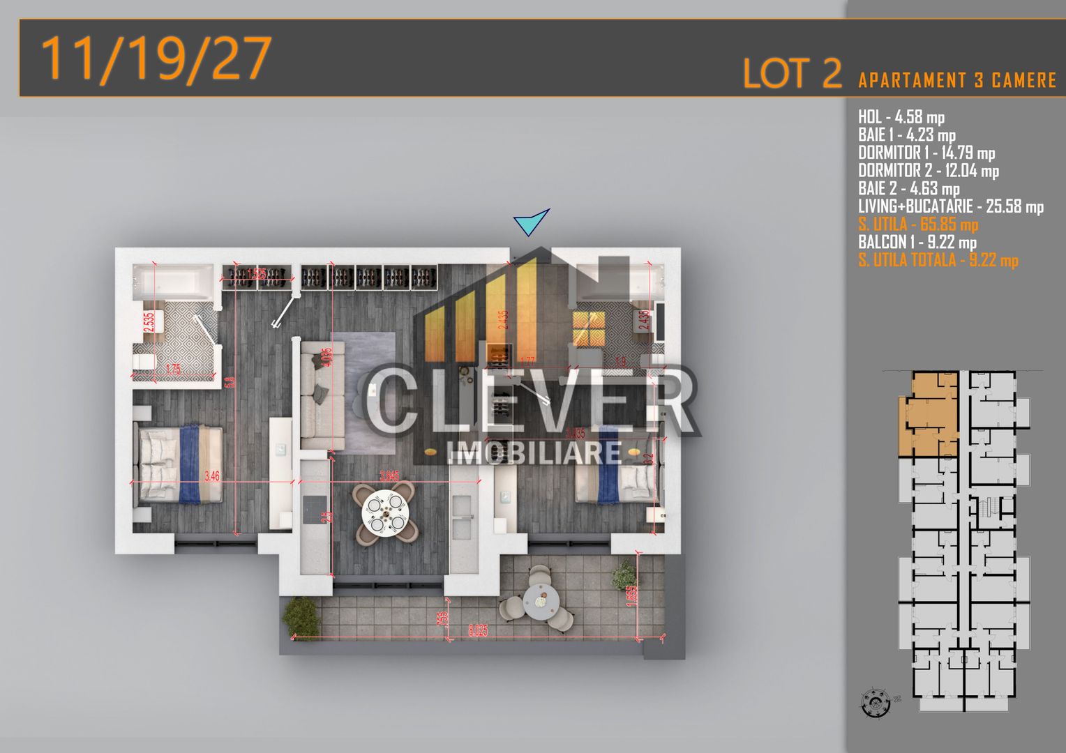 Apartament 3 Camere Pallady, metrou Nicolae Teclu Comision 0% - Schiță 7