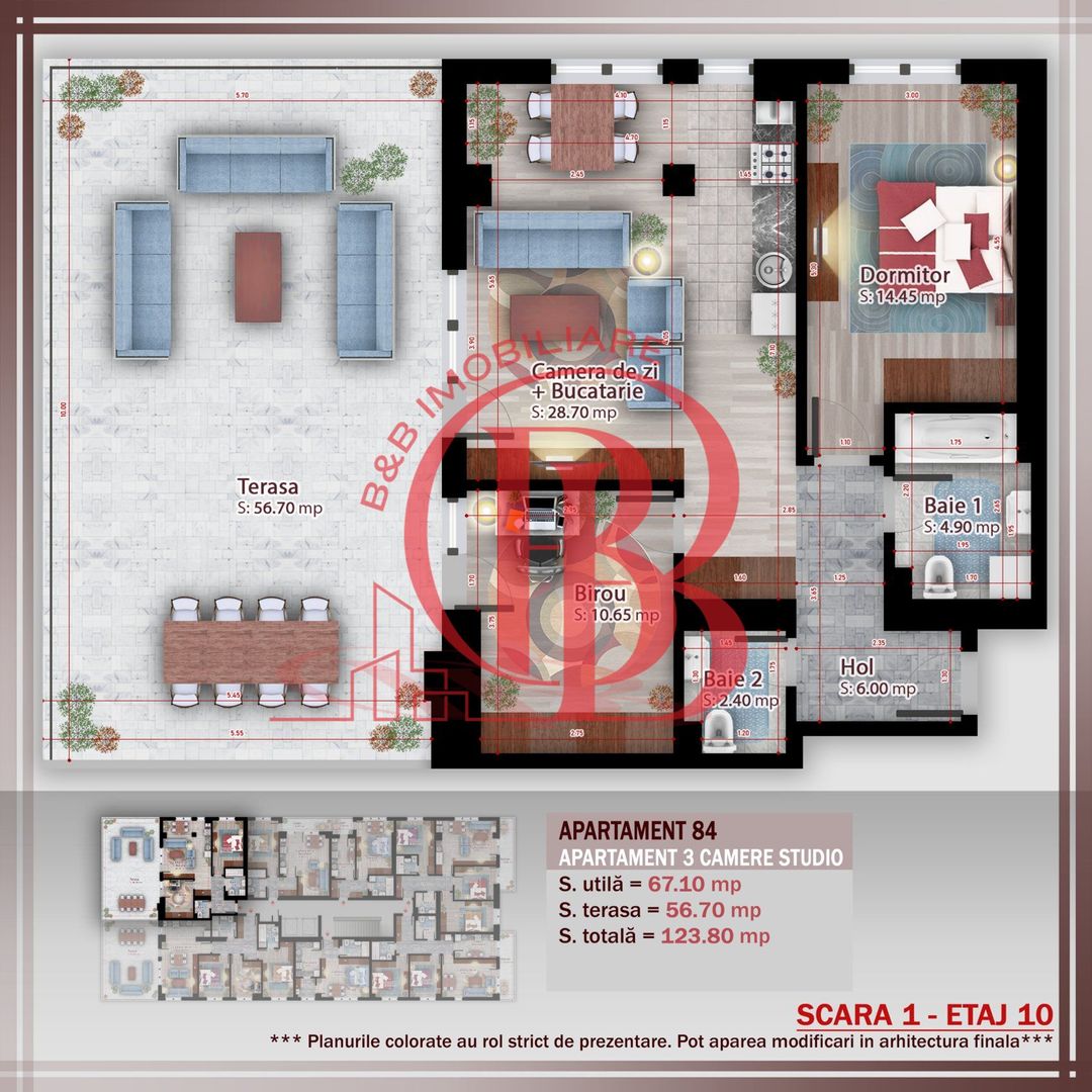 Apartament 3 camere cu terasa  Titan Pallady Metrou Nicolae Teclu - Schiță 2