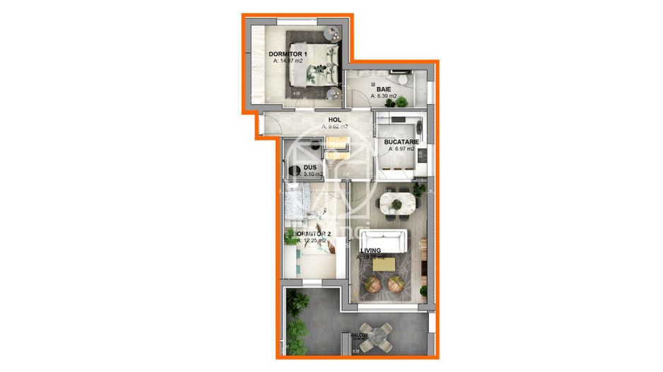 Ap. decomandat 3 camere, intabulat, finisat la cheie (NCL-Ra-29D-ap.3) - Poză 15