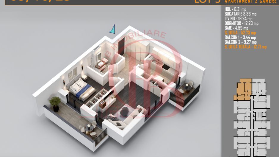 Apartament decomandat 2 camere Titan-Pallady-Metrou Teclu - Schiță 2