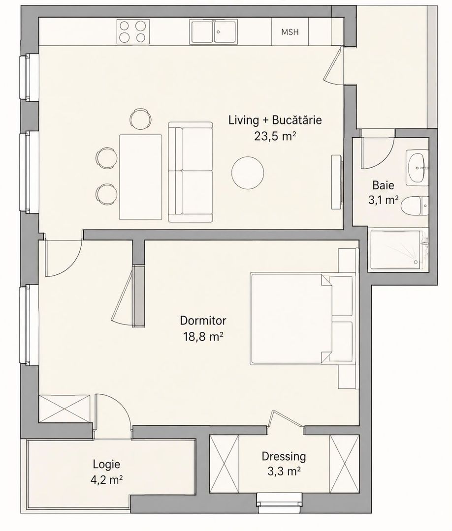 Apartament 2 camere, balcon, etaj intermediar, garaj, zona Eroilor - Poză 14