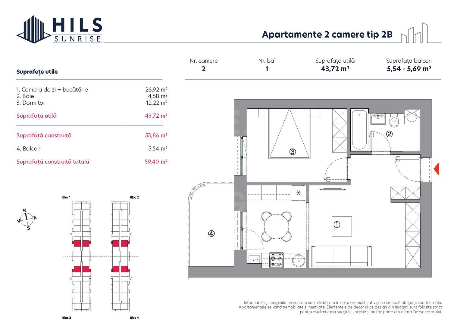 Vânzare, apartament, 2 camere tip 2B, HILS Sunrise, București - Poză 5