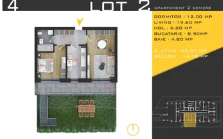 Apartament 2 camere cu Gradin Pallady Metrou Teclu - Schiță 11