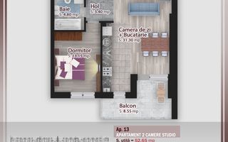 Apartament 2 camere studio Pallady, balcon, comision 0% - Schiță 14