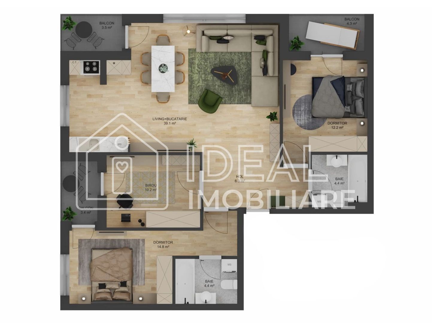 🏡 Apartament 4 camere 3 balcoane si loc de parcare inclus zona Doamna Stanca - Poză 3