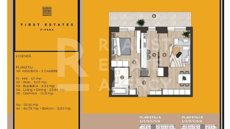 Vânzare, apartament, 2 camere, First Estates Pipera, București - Schiță 11