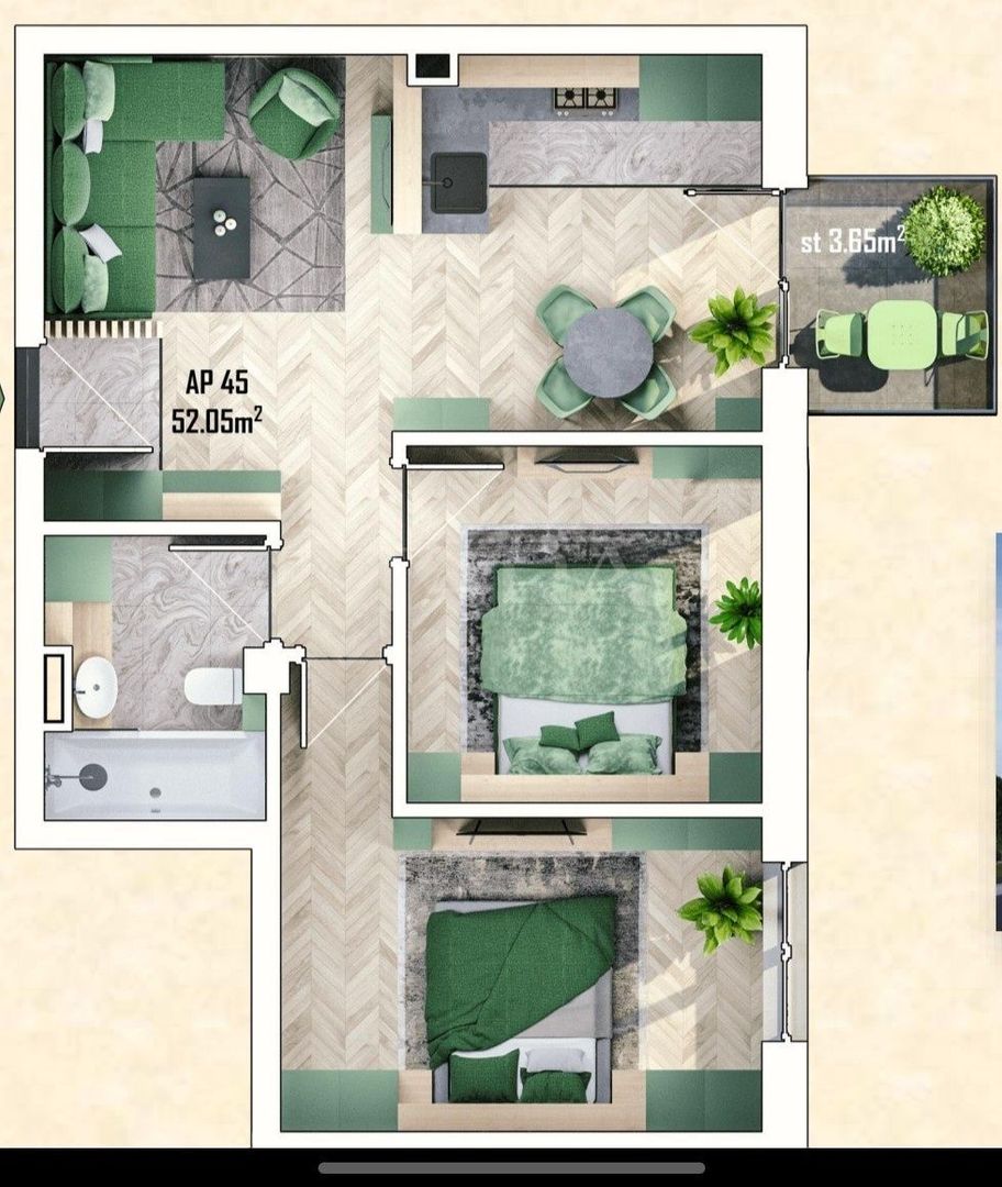 Apartament finisat cu 3 camere, bloc nou 2025, Apahida. - Poză 7
