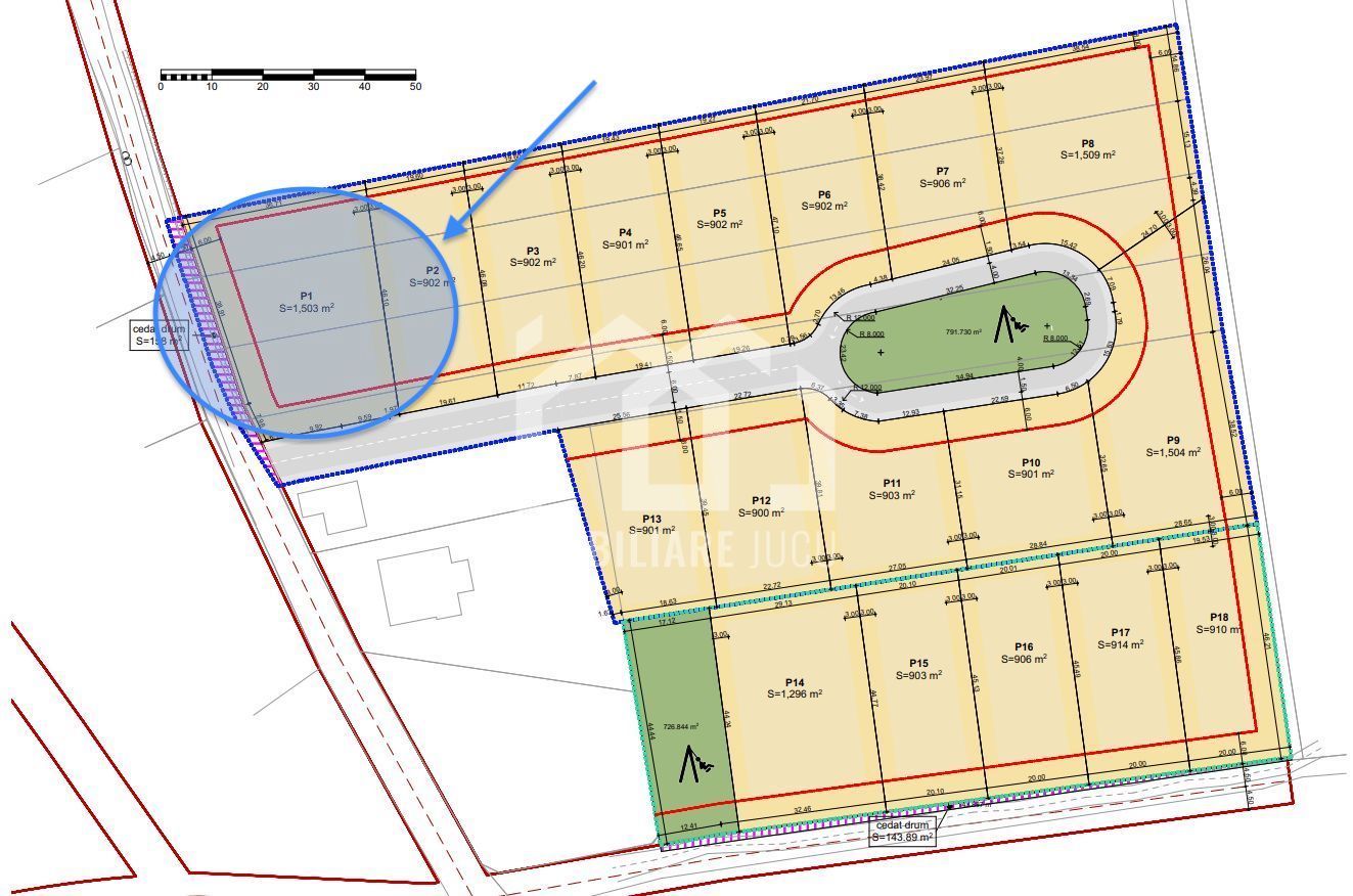 Teren INT construcție duplex / case cuplate 1503 mp - Jucu de Sus - Schiță 2