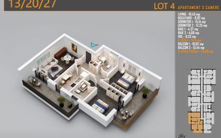 Apartament 3 camere Titan Th. Pallady-Sector 3-Metrou Teclu - Schiță 6