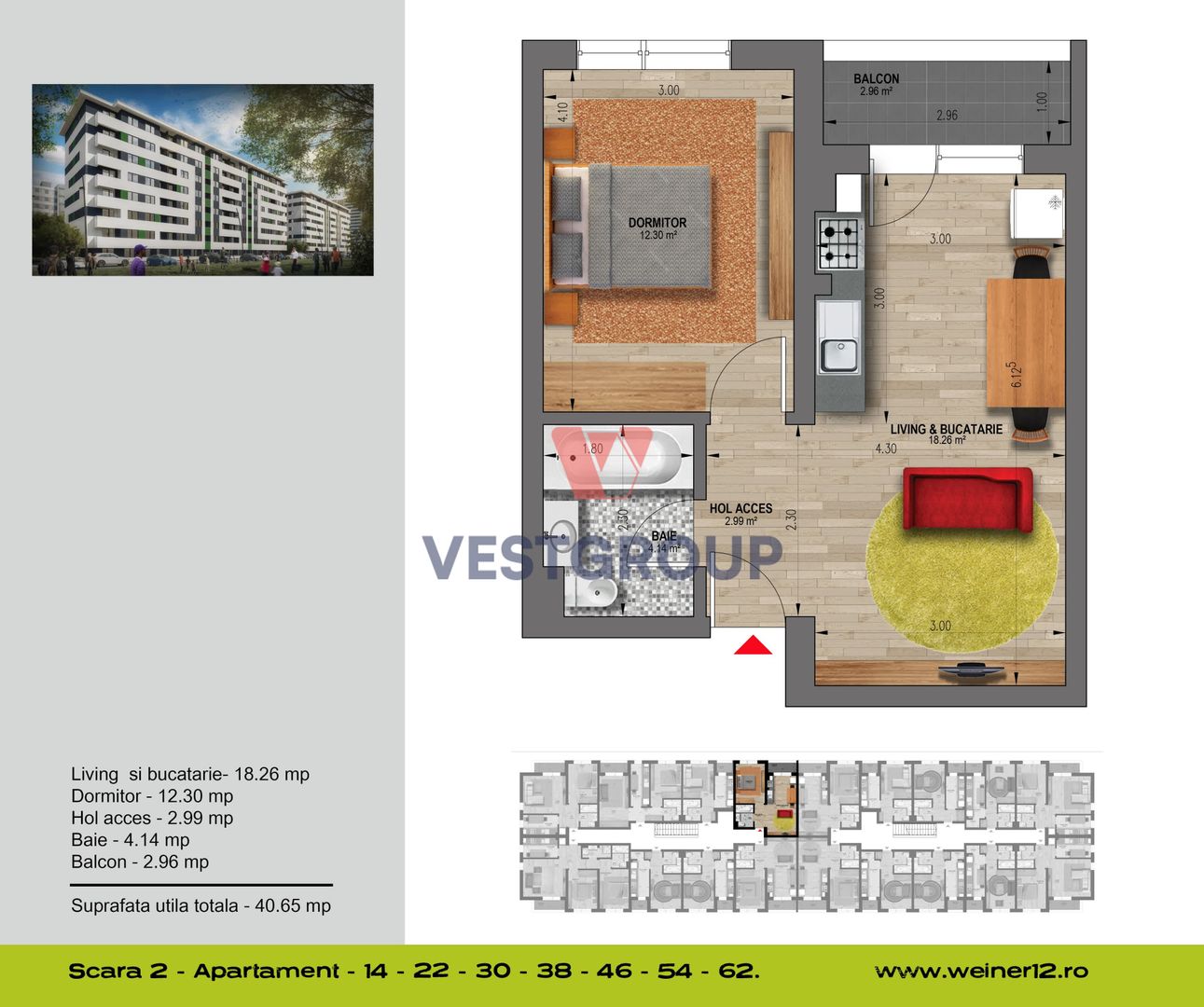 Apartament 2 Camere Weiner Residence Militari Direct Dezvoltator VEST - Poză 14