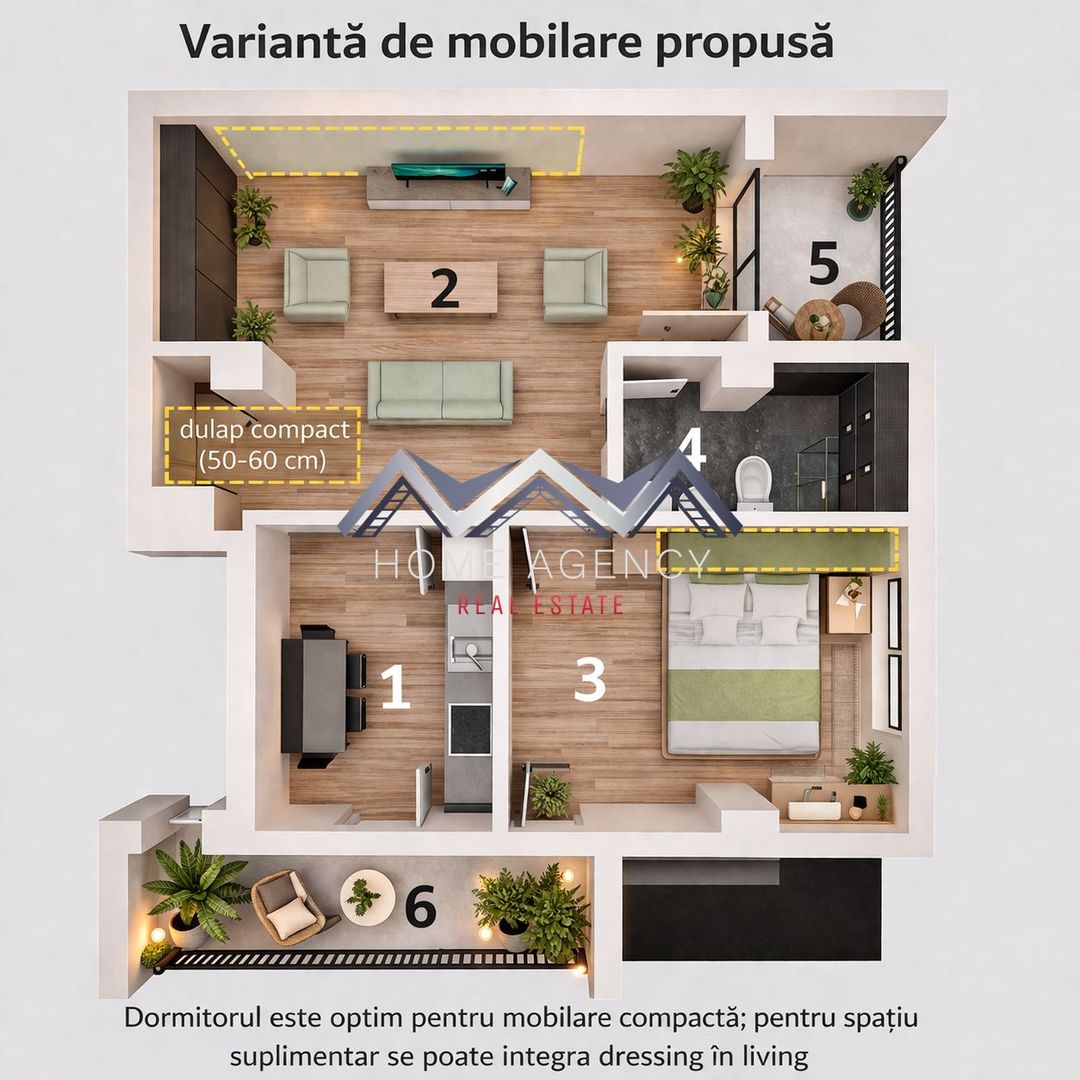 Apartament 2 camere – Otopeni central | Parcare subterană inclusă - Schiță 1
