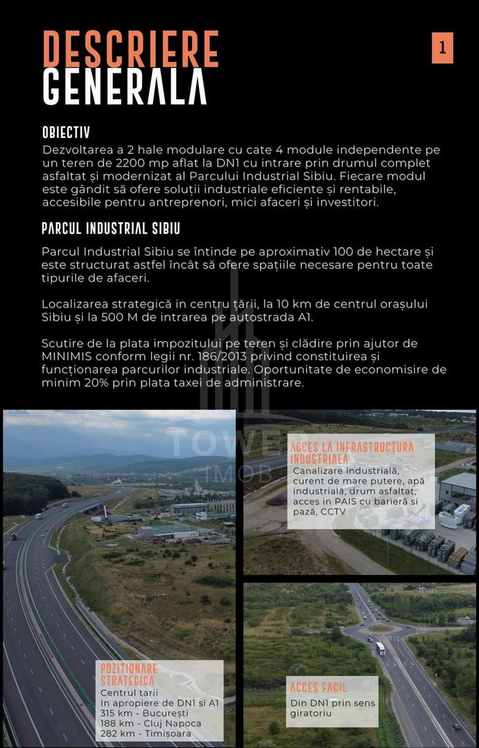 HALE INDUSTRIALE MODERNE ÎN PARCUL INDUSTRIAL SIBIU | 2200mp Teren 200mpu - Poză 3