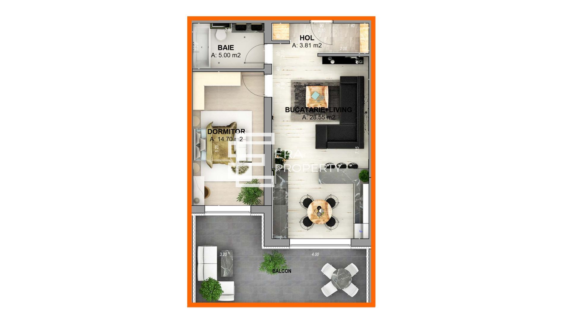 Apartament 2 camere - etaj 1- terasa 18 mp - zona Aeroport Sibiu - Schiță 13
