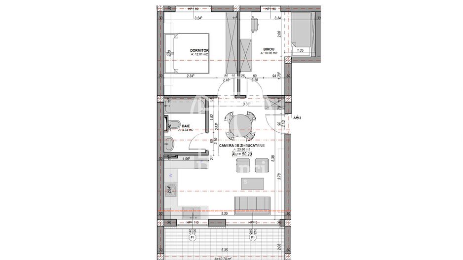 Apartament 3 camere, terasa 10.7 mp- aer conditionat  (NCL-COL-ap.12) - Poză 7