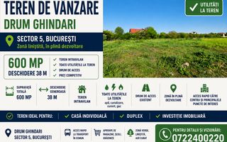 Teren Ideal Casă sau Duplex | 600 mp | Deschidere 38 m | Sector 5 - Poză 1