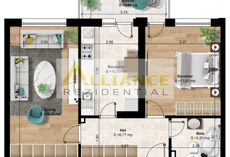 { Miraslau } 10 minute de metrou { Apartament 2 camere } - Poză 3
