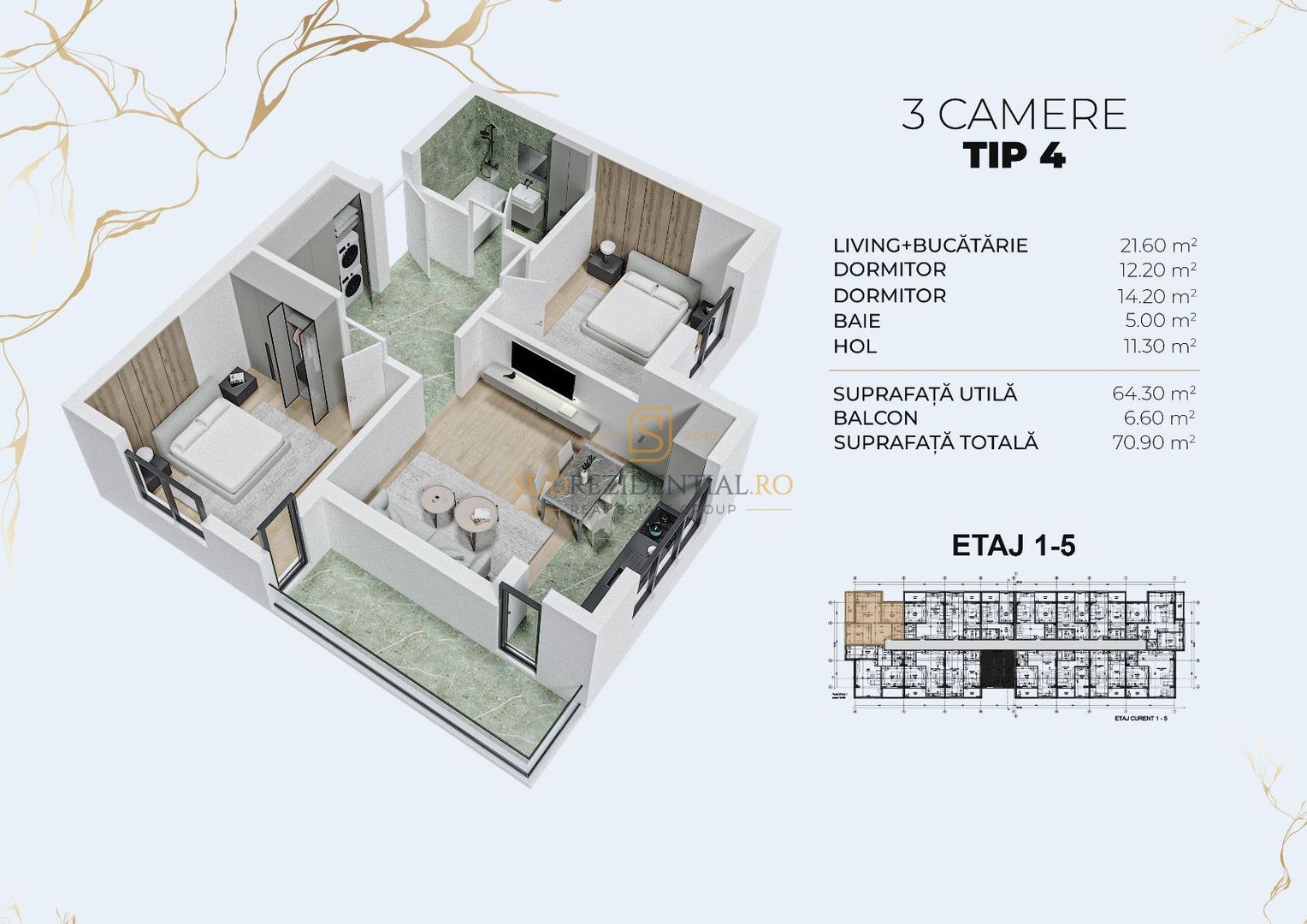 Apartament langa metrou Berceni - 3 camere, finisat modern, bloc nou - Poză 5